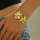 Gold Bangle Bracelets for Women Flower Bracelet Cuff Jewelry Gift for Her