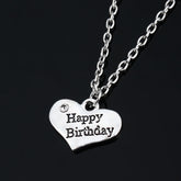 Birthday Necklace Happy Birthday Gifts for Women Men Silver Heart Pendant Necklace Gifts