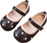 Girls Dress Shoes Flower Embroidery Flat𝐬 Toddler Cute Floral Print Mary Jane Flat𝐬 for Wedding Part𝐲 Wedding