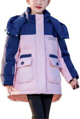 Girls Down Winter Coat Kids Hooded Padded Jackets Outdoor Insulated Puffer Outerwear