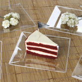 Efavormart 10 Pack - 6" Clear Disposable Plastic Square Salad Dessert Plates for Wedding, Birthday, Reception, Buffet, Upscale Occasions, Catered, Restaurants