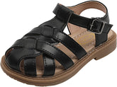 Sandals for Toddler Girls Girls Sandals Toddler Little Kid Closed Toe T Strap Dress Sandals Summer Shoes (Black, 29)