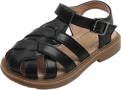 Sandals for Toddler Girls Girls Sandals Toddler Little Kid Closed Toe T Strap Dress Sandals Summer Shoes (Black, 29)