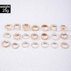 Imitation Pearl Geometric Ring Collection, Modern Layered Design, Luxury Hand Adornment