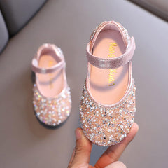 Girls Mary Jane Rhinestone Studded Slip On Ballet Flat Toddler Girls Dress Shoes Wedding Party Princess Shoes
