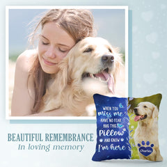 Custom Photo Four Paws, One Heart, Personalized Pet Memorial Throw Pillow (Insert Included), Dog Passing Away Gifts, Dog Remembrance Gift, Loss of Cat Sympathy Gift, Pet Loss Gifts