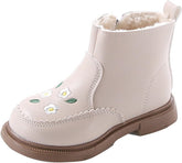 Girls Kids Side Zipper Faux F𝐮r Ankle Boots Girls Fashion Boots For Girls Girls Low Heel Side Zipper Ankle Booties