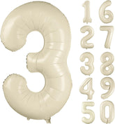 40 inch Cream White Number Balloon Giant Foil Helium Balloons Beige Number 9 Balloon for 9th Birthday Party Anniversary Decorations Supplies