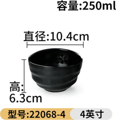 Commercial hot pot restaurant seasoning rice bowl, anti-drop black imitation porcelain restaurant small bowl-186-black