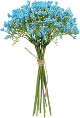 Artificial Flowers,Fake Flowers,Artificial Plants Indoor, 12Pcs Artificial Baby's Breath Bouquet with Stem Faux Flower Floral Arrangement Decoration Photo Props Blue