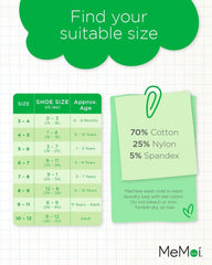 MeMoi Kids' 3 Pair Pack Mid Cut Cotton Blend Socks