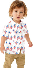 Toddler Boys Girls Short Sleeve Botton Independence Day 4th of July Prints Kids Tops T Shirt Boy 7
