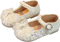 IWIHMIV Baby Dress Shoes Girl Flat Dress Shoes Toddler/Little Girls Mary Jane Flat Shoes Slip-On School Party Dress Shoes