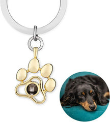 Dog Memorial Necklace Gifts Personalized Projection Picture Pendant Custom Photo Charm Sympathy Jewelry for Pet Lover Mom Women Paw Print in Memory of Cat A Keepsake for Pet Loss