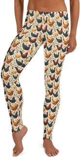 Chicken Print Farm Leggings – Cozy, Fun & Stretchy