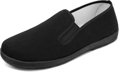 Chinese Style Slippers Kung Fu Tai Chi old beijing Martial Arts Shoes,Canvas Rubber Sole Unisex All Black