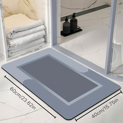 Diatomaceous Earth Bath Mat|Absorbent Bath Mat|Non Slip Bathroom Rugs (Dark Grey, 23.6 * 15.7, Oval)