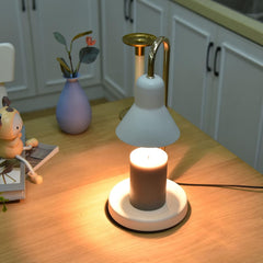 Fafeicy Candle Warmer Lamp 3 Levels Timing Adjustable Brightness Metal Plating GU10 Bulb Candle Light US Plug