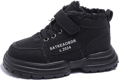 Boys Girls Winter Snow Boots Comfortable Warm Fur Lined Toddler Sneakers Outdoor Slip on Walking Ankle Booties for Kid