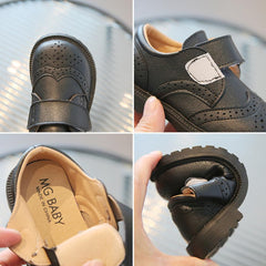 Boys Girls Hook and Loop Dress Oxfords PU Leather School Uniform Shoes Loafers for Toddler/Little Kid