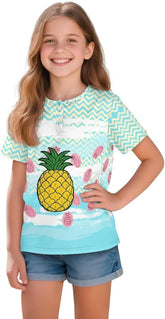 Girls Short Sleeve T Shirts Kids Summer Tops Henley Shirts for Girls Loose Fit Scoop Neck Tee with Button