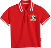 Cartoon Panda Prints T Shirt for Kids Child Girls Boys Short Sleeve Thin Tops Lapel Summer Casual Loose Tees