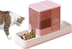 kathson Gravity Cat Food and Water Dispenser Automatic Dog Feeder Waterer 2 in 1 Auto Pet Food and Water Bowl Set Self Feeding for Puppy Kitten,Pink
