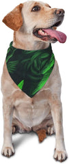 Green Tropical Jungle Plant Dog Bandana Pet Scarf Accessories for Small Medium Dogs Cats Photo Prop, Triangle Pet Bandanas Adjustable Puppy Bib Washable Dog Kerchief Puppy Neckerchief