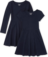 The Children's Place Girls' Long/Short Sleeve Basic Skater Dress