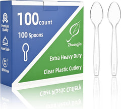 100 Count Extra Heavy Duty Clear Plastic Forks Disposable, BPA-Free, Heat Resistant, Durable Disposable Forks Bulk for Catering & Events 、Party Supplies