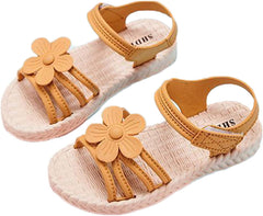 Girls Flower Flat Foam Sandals Soft Rubber Summer Wide Shoes Baby Toddler Kids Girl Slip On Comfy Trendy Open Toe Shoes