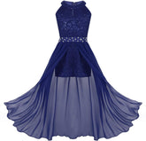 Yartina Kids Girls Flower Girl Sleeveless Dress Floral Rhinestone Romper Lace Maxi Skirts Wedding Birthday Ball Gown