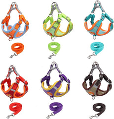 Dogs Harness Vest and Leash Antiescape Cat Chest Strap Pet Collar for Small Breeds Dog Accessories French Bulldog Chihuahua (Red, L)