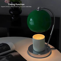 Candle Lamp Warmer, Wide Base Scented Candle Warmer with Timer and Dimmer, Modern Candle Melting Lattern, Home Decor Table Lamp (Green)