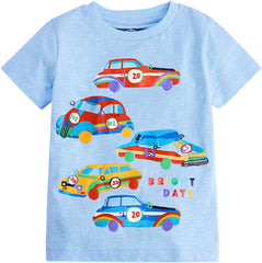 Toddler Boys' Short Sleeve Tees Cotton Casual Car Graphic Crewneck Summer Top Clothes T Shirts Short Sleeve