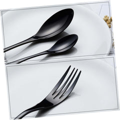 Black Stainless Steel Dinner Fork Premium Food Grade Cutlery Heavyweight Tableware for Home and Restaurant Elegant Tableware for Dining and Banquet