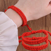 2 Pcs Handmade Lucky Bracelet - Friend Love Family Couple Bracelet- Lucky Woven Red String Thread For Protection-Valentine Christmas Gift Idea (Red)