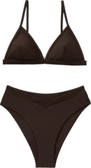 SUUKSESS Women Triangle High Cut Bikini Sets Sexy High Waisted 2 Piece Swimsuit