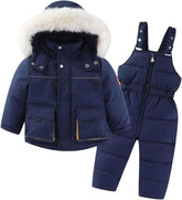Girls Snowsuit Winter Hooded Puffer Jacket and Snow Pants Zipper Casual Coat Kids Thick Warm Outerwear Clothes Coats