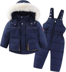 Girls Snowsuit Winter Hooded Puffer Jacket and Snow Pants Zipper Casual Coat Kids Thick Warm Outerwear Clothes Coats