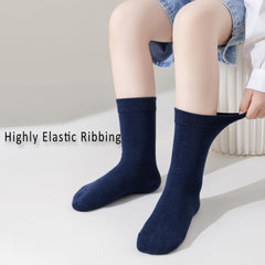 EPEIUS Kids Crew Socks,Seamless School Socks for Girls Boys Soft Breathable Viscose Crew White Navy Black 3/6 Pack
