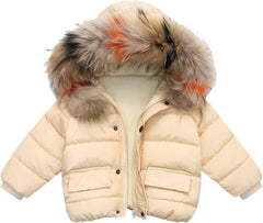 Baby Boy Girl Winter Coat Thick Warm Fleece Lined Hooded Puffer Jacket Fur Collar Down Outerwear Toddler Snowsuit