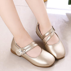 Girls Solid Dress Shoes Leather Mary Jane Shoes for Girl Ballet π
lats Back to School Princess Wedding Shoes
