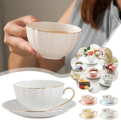 Floral Tea Cups and Saucers,Gifts for Mom,Coffee Cups, Floral Tea Cup Set,Tea Sets for Women, Latte Cups,Flower Porcelain Tea Cup with Saucer for Tea Party,Mother's Day