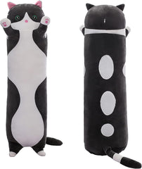 Cute Long Plush Cat Pillow,Soft Plushie Stuffed Animal Toy,Gift for Kids Girlfriend (Black, 27.5inch/70cm)
