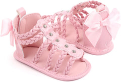 Baby Girls Ankle Glšdiator š£ink Sandals Flat Foam Soft Open Toe Summer Wide Shoes Kids Slip On Dress Shoes