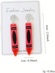 Teacher Earrings for Women Dangle Drop Pencil Apple Earrings Teacher Appreciation Back Gift Jewelry Set