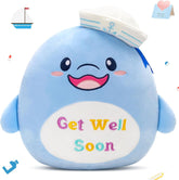 Athoinsu 12" Get Well Soon Dolphin Plush Pillow Soft Sofa Cushion Squishy Plushie Toy Cute Stuffed Animal Room Decor Feel Better Gifts for Recovering Patient (Blue)