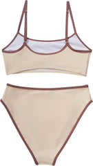 SUUKSESS Women High Waisted 2 Piece Bikini Set Cheeky High Cut Bandeau Swimsuit