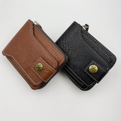 Zipper Wallet Men RFID Blocking Leather Bifold Credit Card Wallets,Black